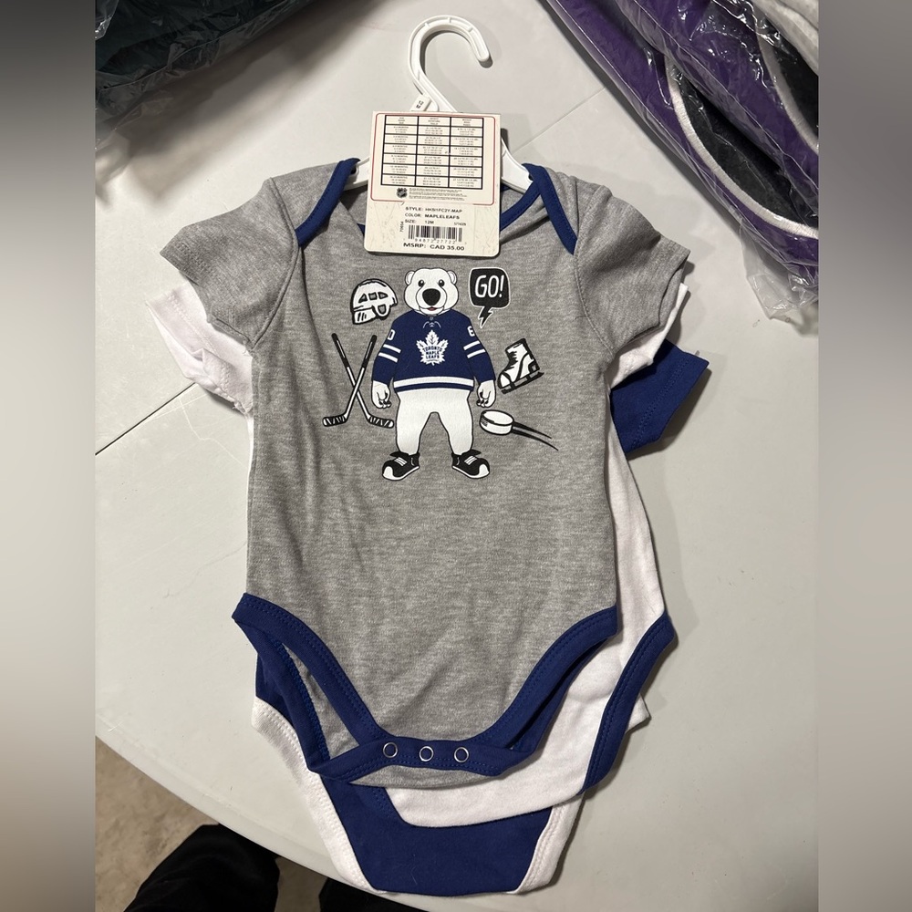 Toronto Maple Leafs 3pc Onesies - NHL Licensed - New with Tags